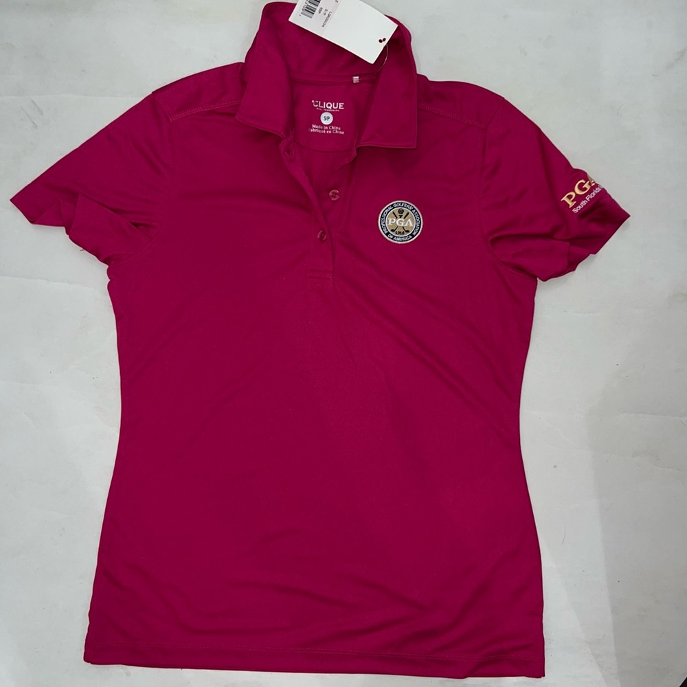 NWT -Clinique Fuchsia Short Sleeve Polo